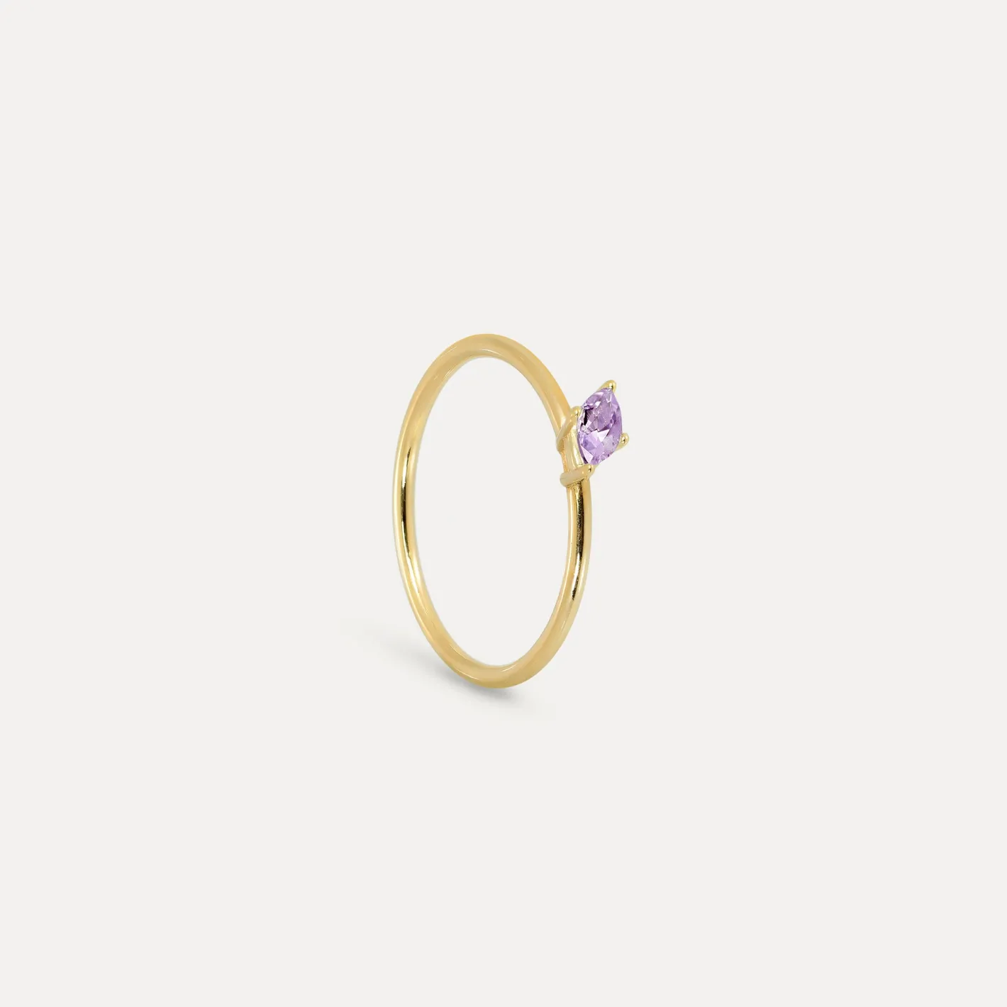 New STILNEST Amethyst Navette Solitär Ring | 585 Gold