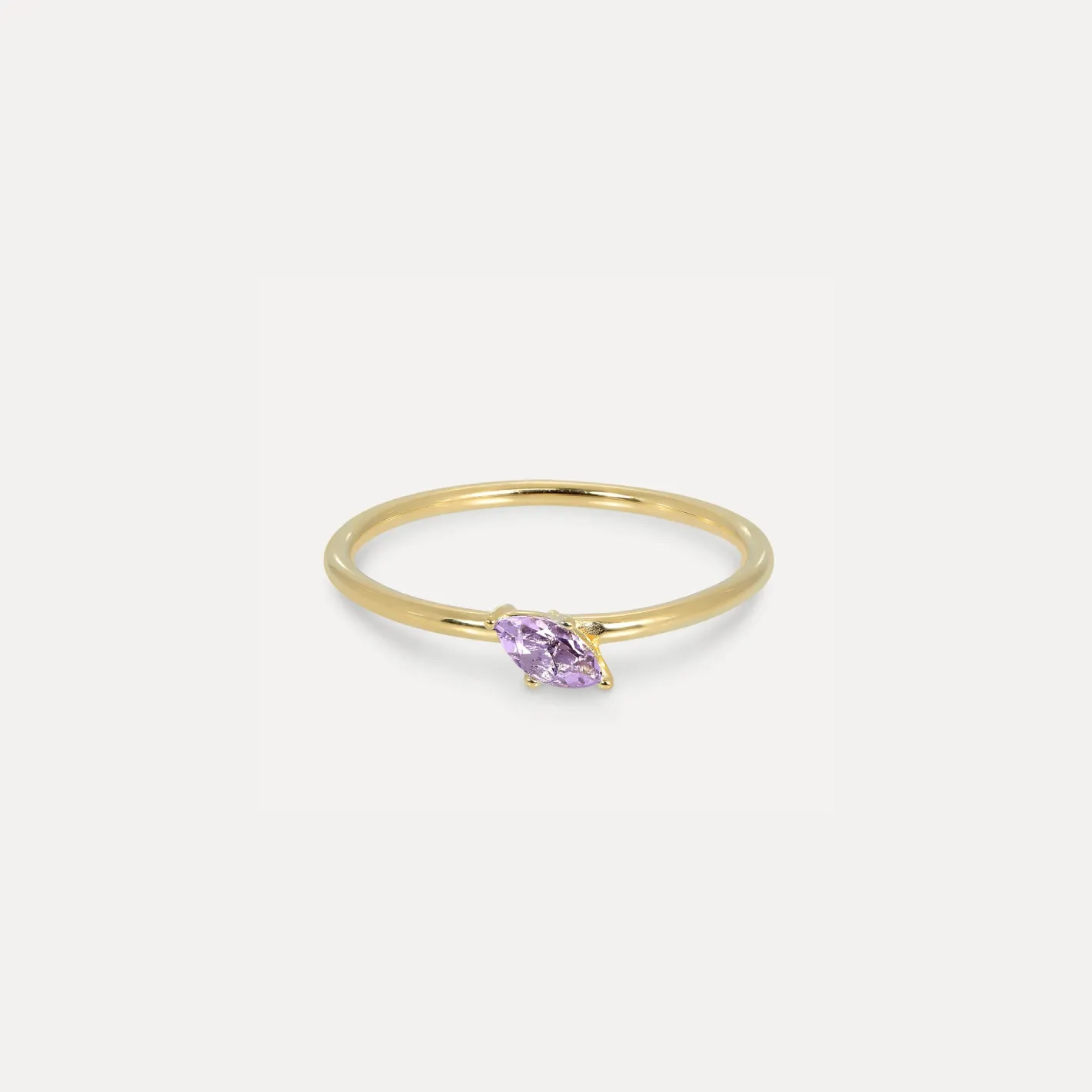 New STILNEST Amethyst Navette Solitär Ring | 585 Gold