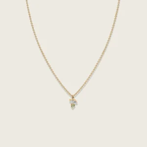 Outlet STILNEST Aquamarin & Grüner Saphir Joy Kette | 585 Gold