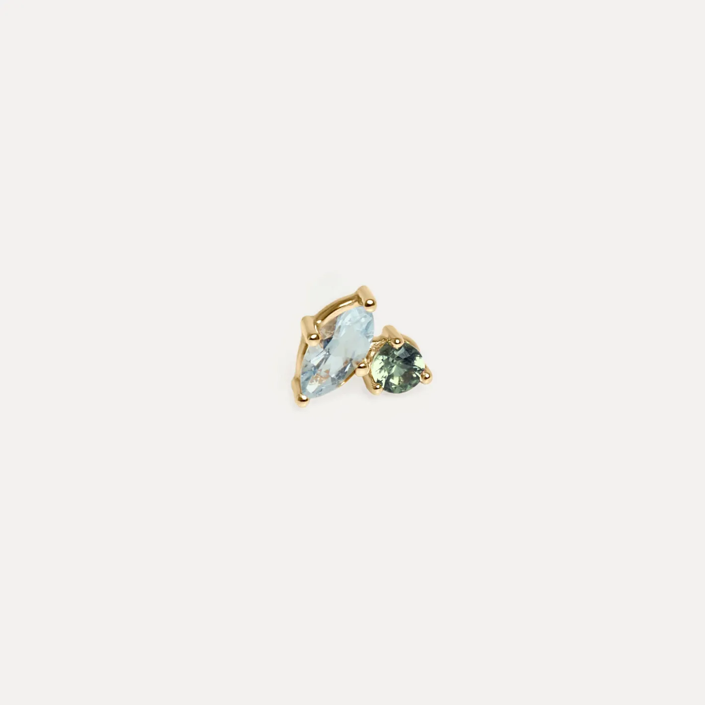 Cheap STILNEST Aquamarin & Grüner Saphir Joy Ohrstecker Ohrringe - Single | 585 Gold