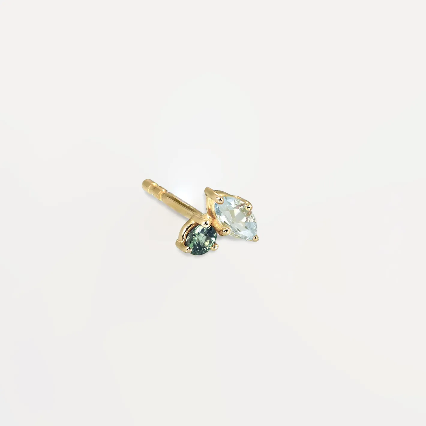 Cheap STILNEST Aquamarin & Grüner Saphir Joy Ohrstecker Ohrringe - Single | 585 Gold