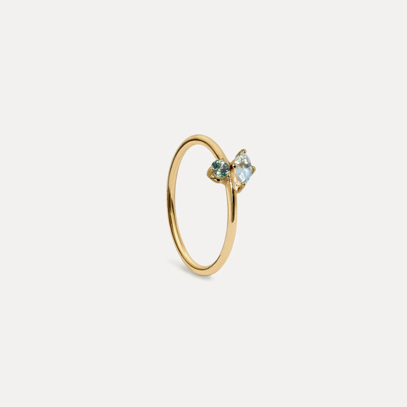 Best STILNEST Aquamarin & Grüner Saphir Joy Solitär Ring