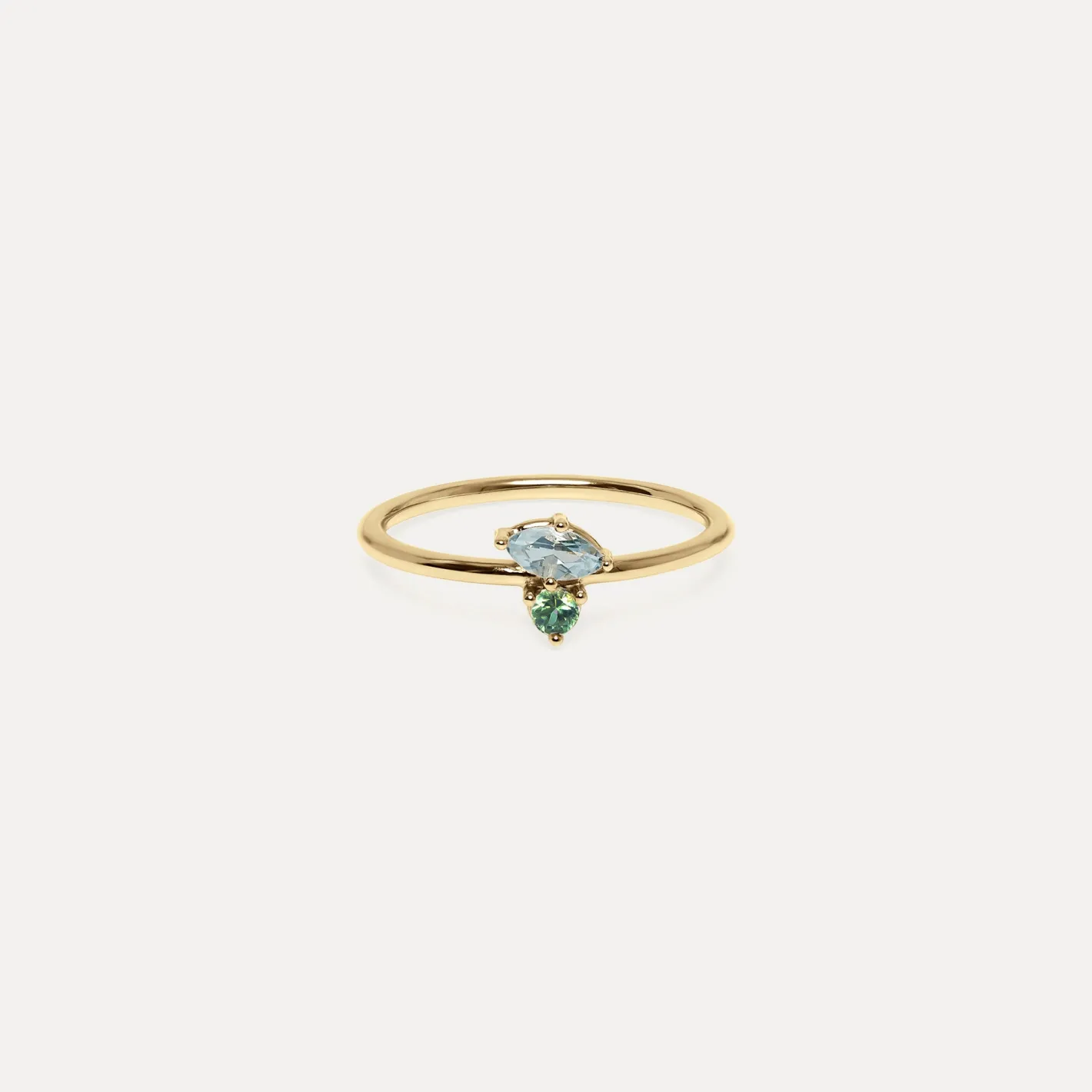 Online STILNEST Aquamarin & Grüner Saphir Joy Solitär Ring | 585 Gold