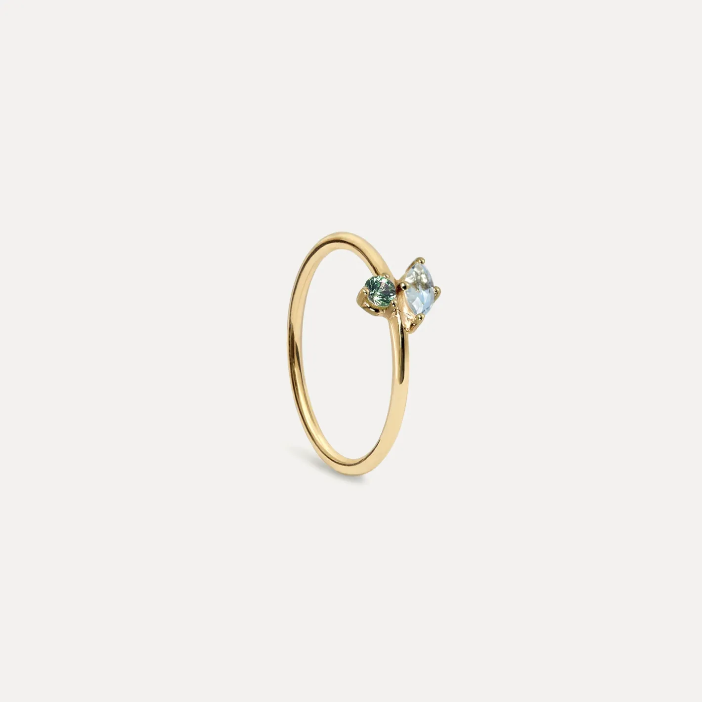 Online STILNEST Aquamarin & Grüner Saphir Joy Solitär Ring | 585 Gold