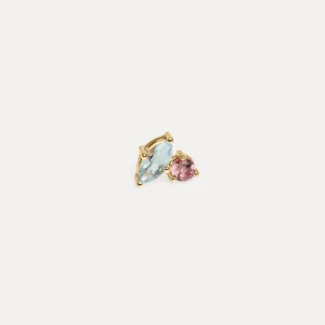 Clearance STILNEST Aquamarin & Rosa Turmalin Joy Ohrstecker Ohrringe - Single | 585 Gold