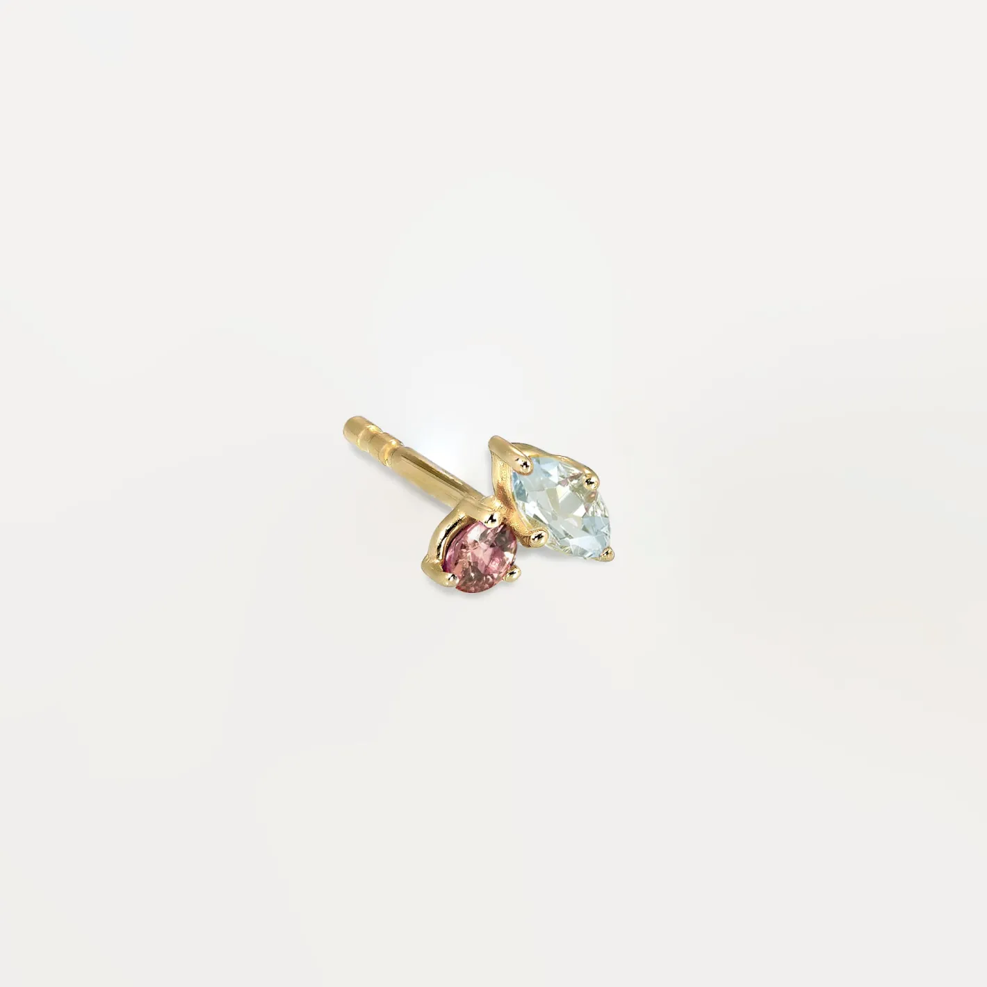 Clearance STILNEST Aquamarin & Rosa Turmalin Joy Ohrstecker Ohrringe - Single | 585 Gold