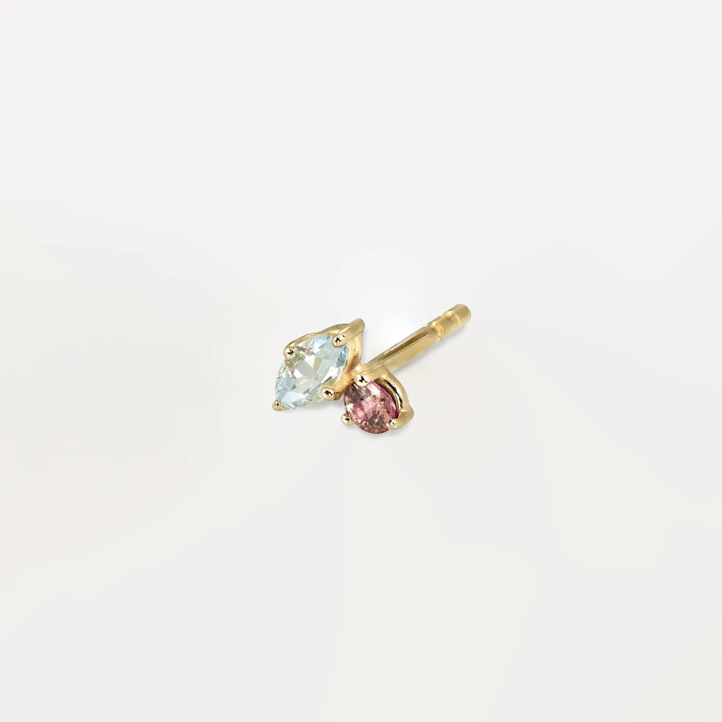 Clearance STILNEST Aquamarin & Rosa Turmalin Joy Ohrstecker Ohrringe - Single | 585 Gold