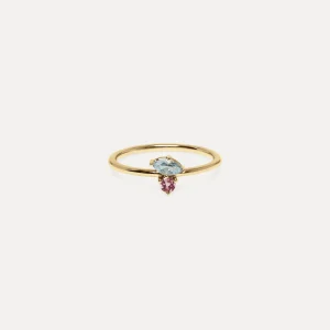 Store STILNEST Aquamarin & Rosa Turmalin Joy Solitär Ring | 585 Gold