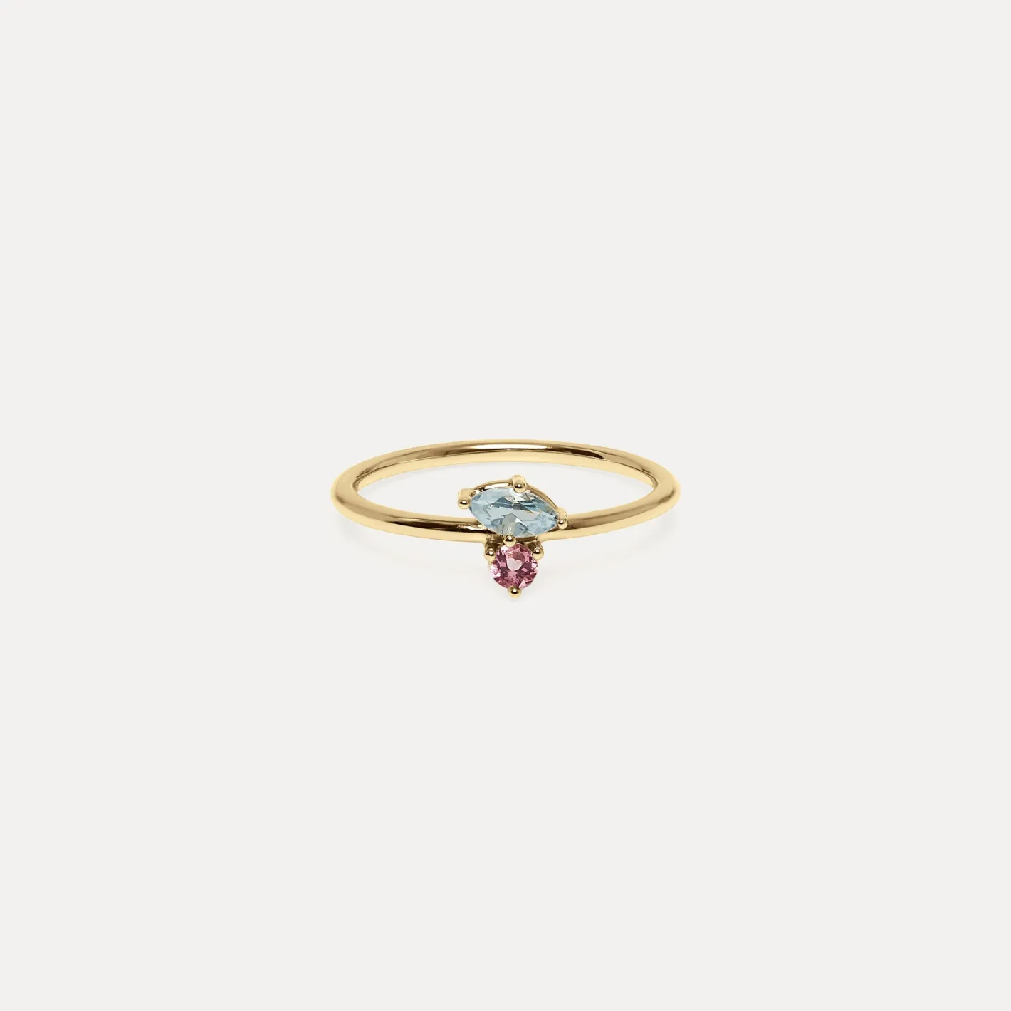 Store STILNEST Aquamarin & Rosa Turmalin Joy Solitär Ring | 585 Gold