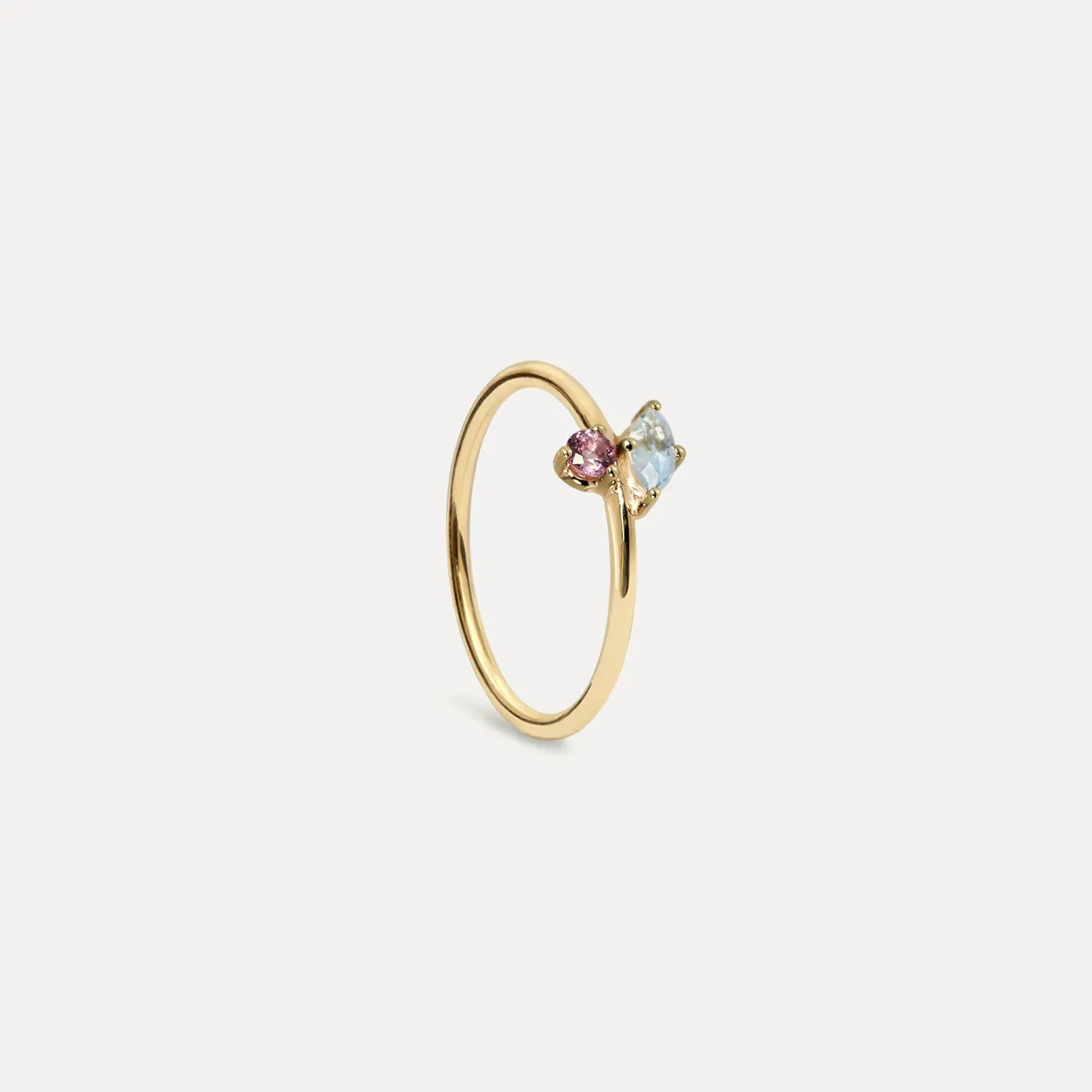 Store STILNEST Aquamarin & Rosa Turmalin Joy Solitär Ring | 585 Gold