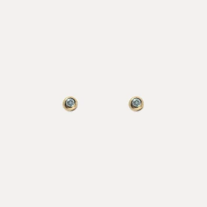 Store STILNEST Aquamarin Brilliant Dot Ohrstecker Ohrringe | 585 Gold