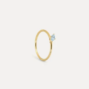Fashion STILNEST Aquamarin Navette Solitär Ring | 585 Gold