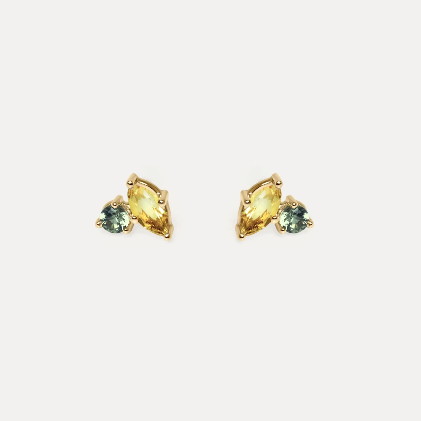Online STILNEST Citrin & Grüner Saphir Joy Ohrstecker | 585 Gold