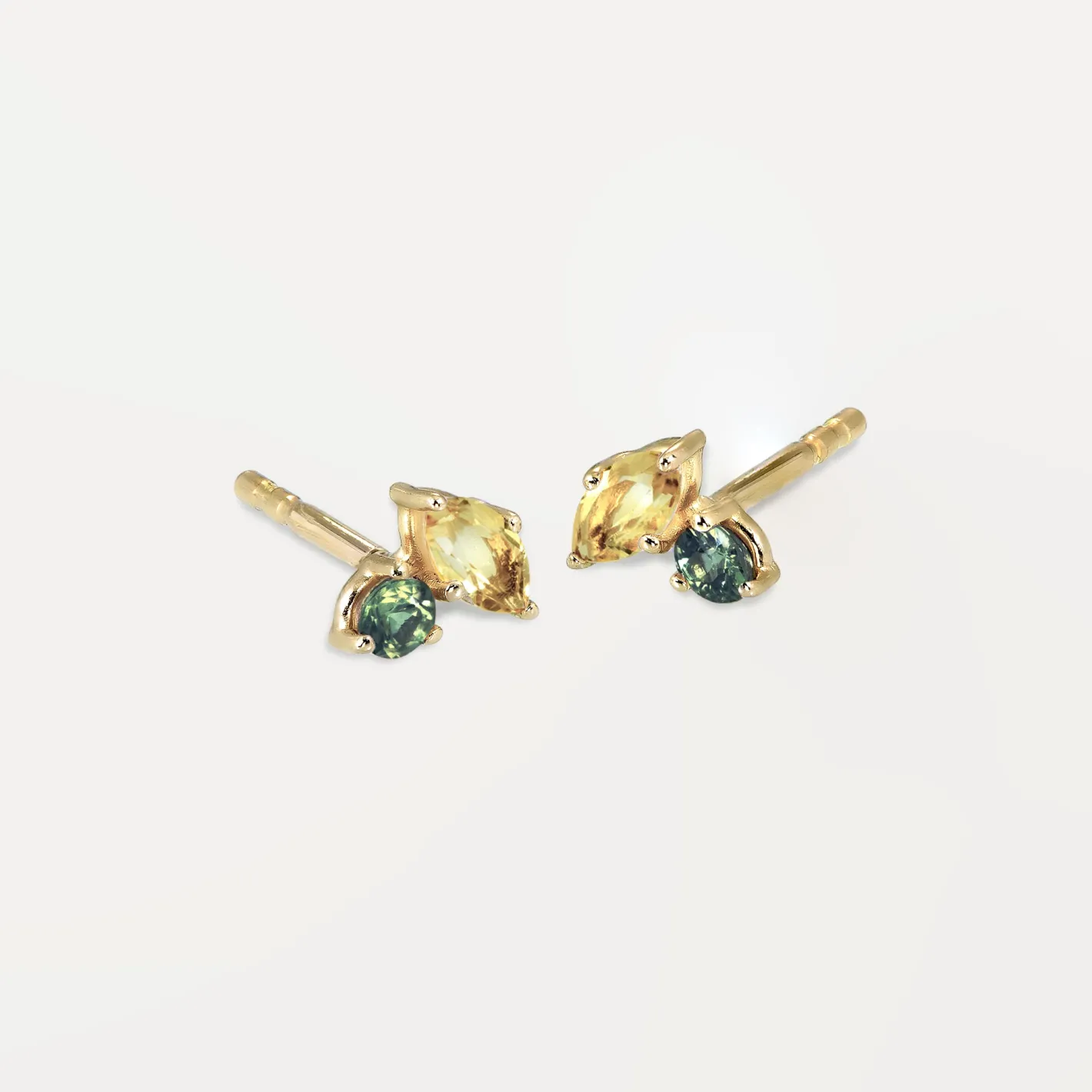 Online STILNEST Citrin & Grüner Saphir Joy Ohrstecker | 585 Gold