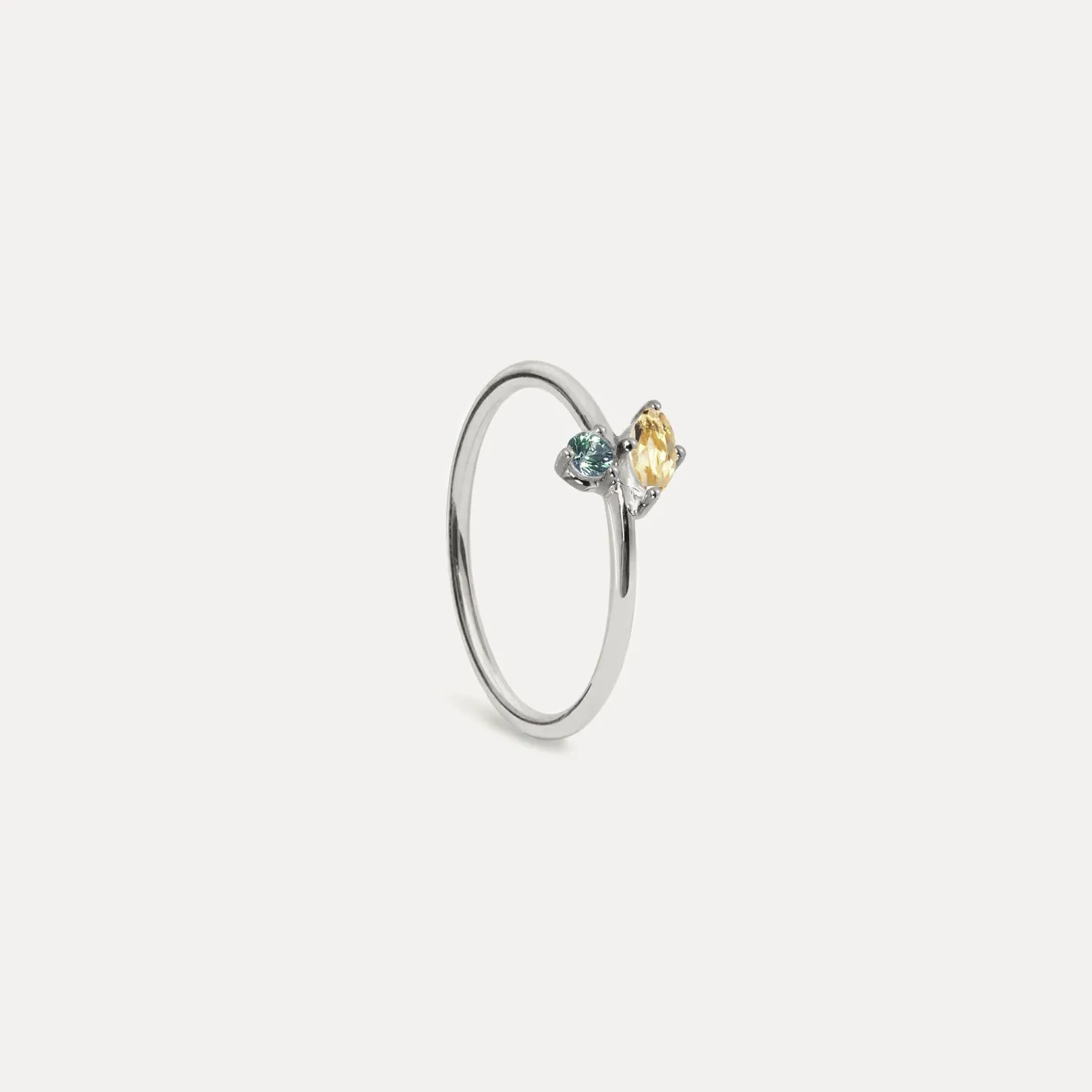 Flash Sale STILNEST Citrin & Grüner Saphir Joy Solitär Ring