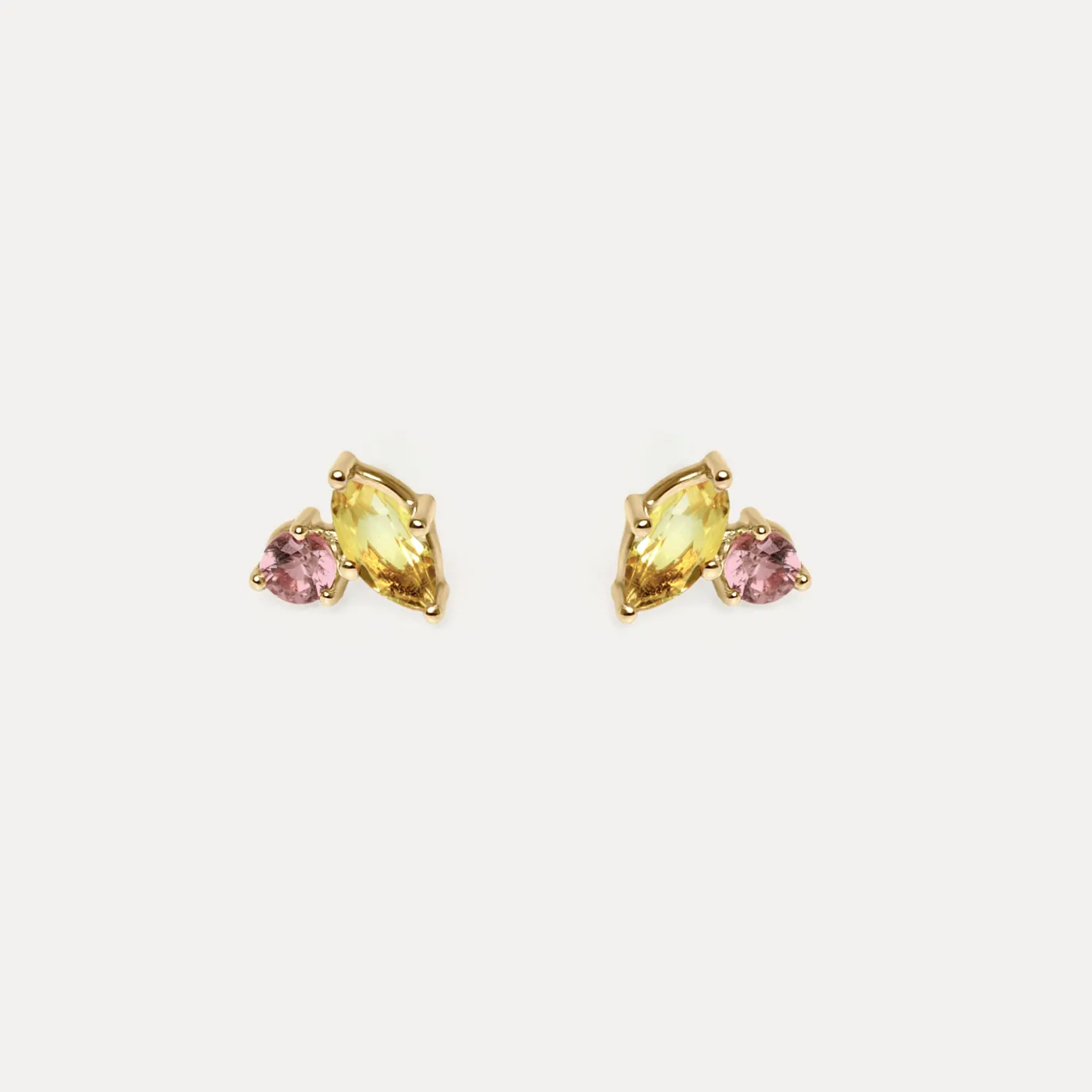 New STILNEST Citrin & Rosa Turmalin Joy Ohrstecker Ohrringe | 585 Gold