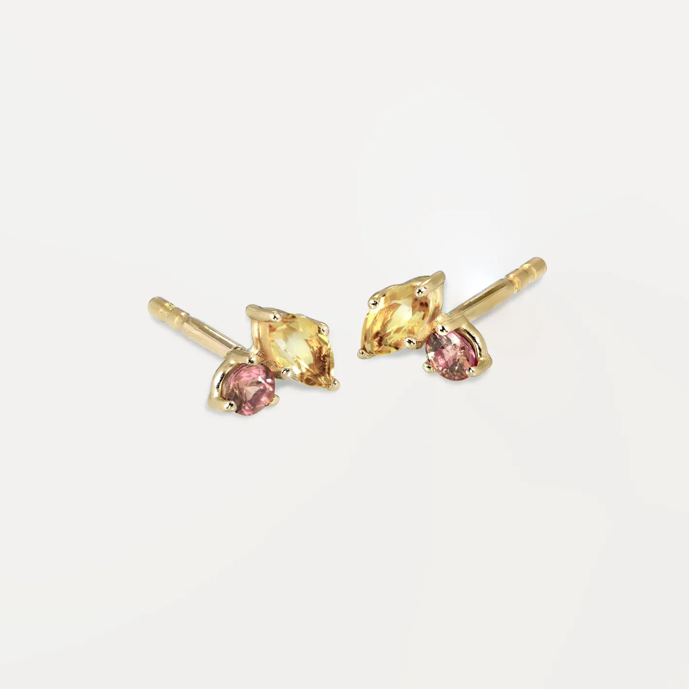 New STILNEST Citrin & Rosa Turmalin Joy Ohrstecker Ohrringe | 585 Gold