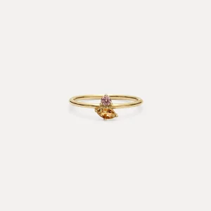 Best STILNEST Citrin & Rosa Turmalin Joy Solitär Ring | 585 Gold