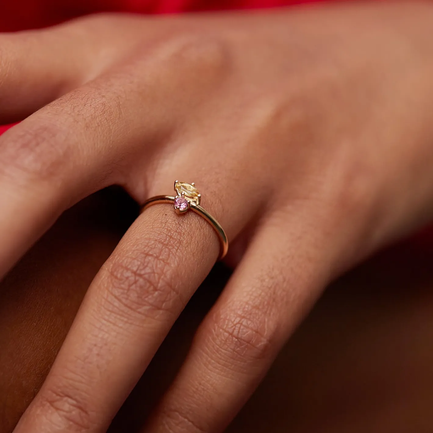 Best STILNEST Citrin & Rosa Turmalin Joy Solitär Ring | 585 Gold