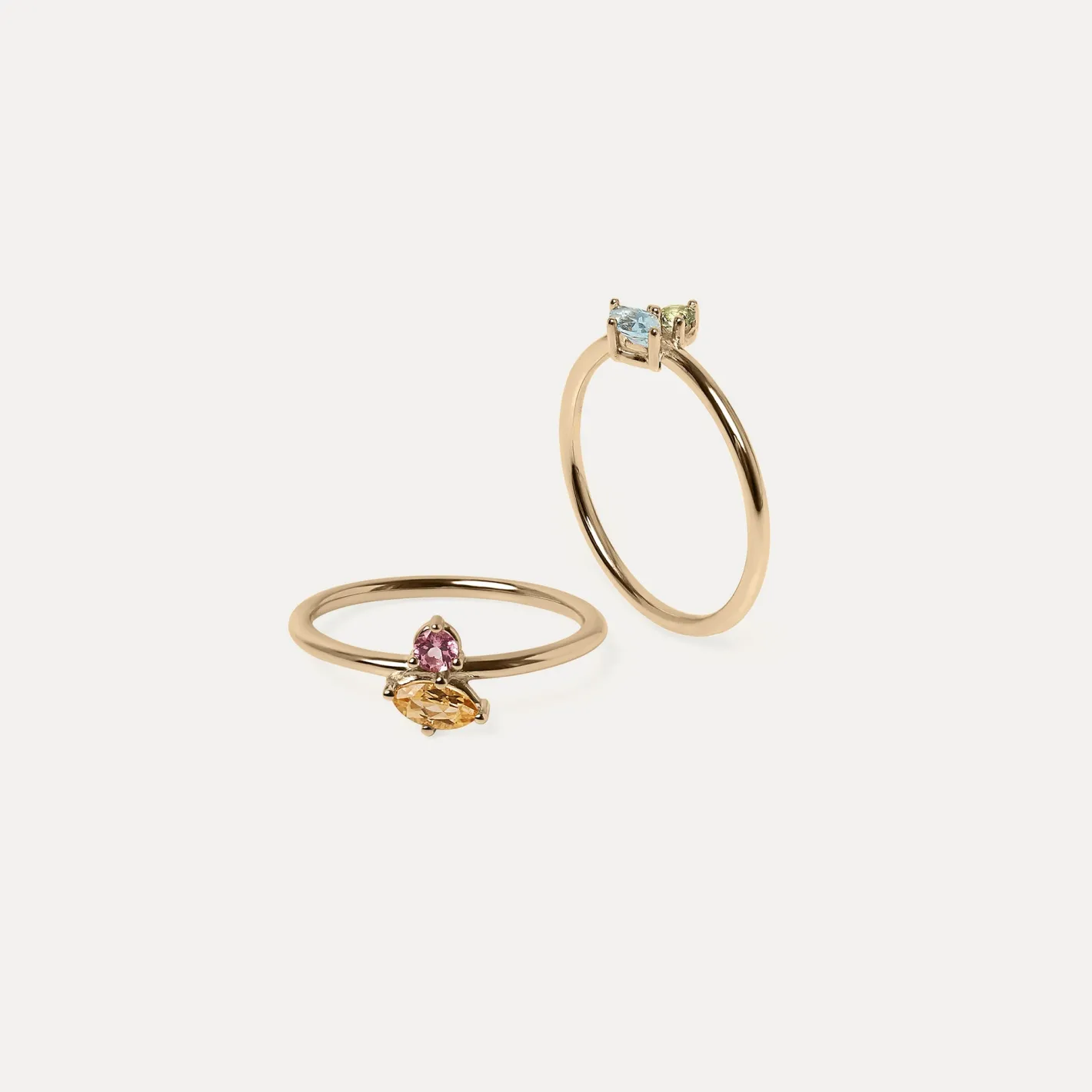 Best STILNEST Citrin & Rosa Turmalin Joy Solitär Ring | 585 Gold