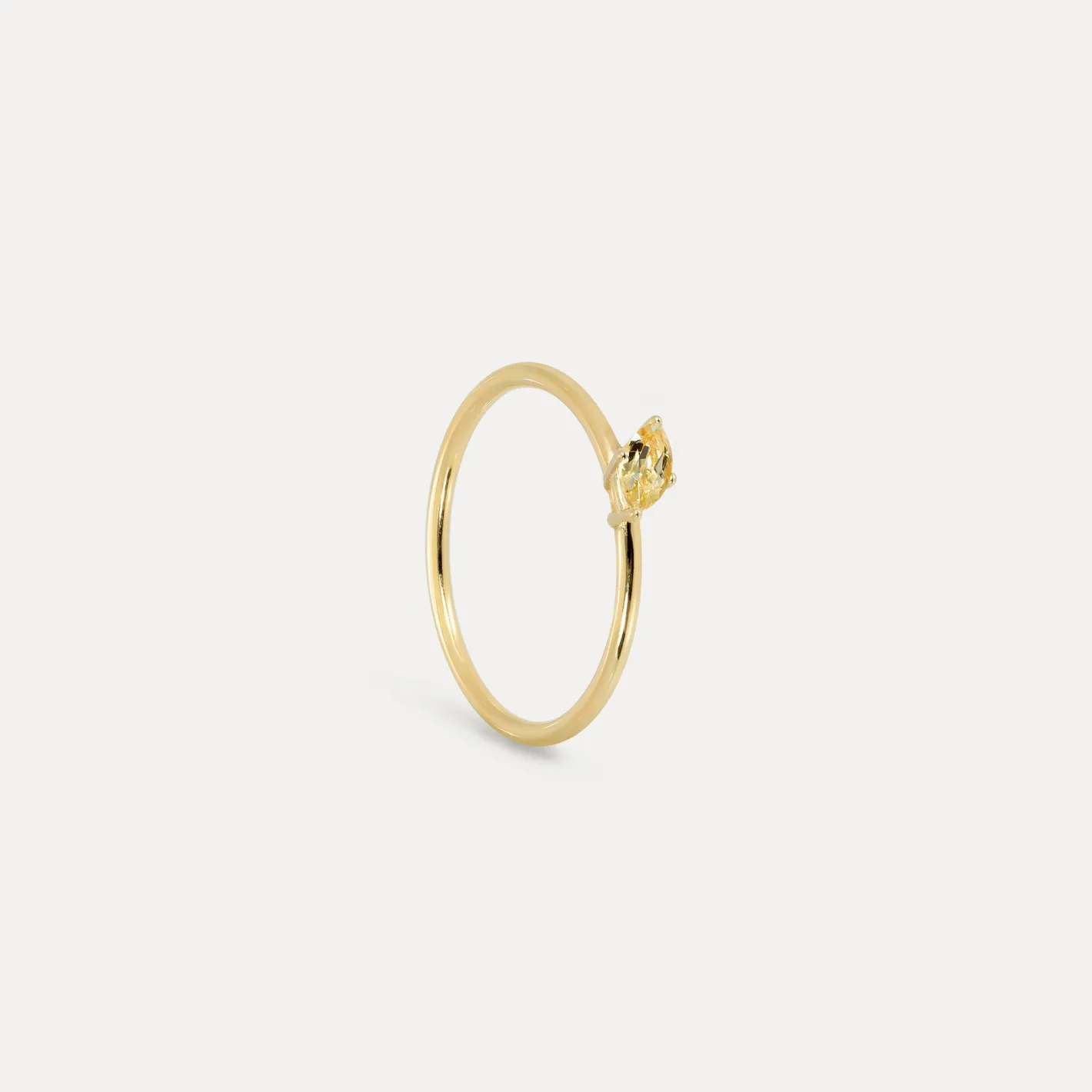 Outlet STILNEST Citrin Navette Solitär Ring | 585 Gold