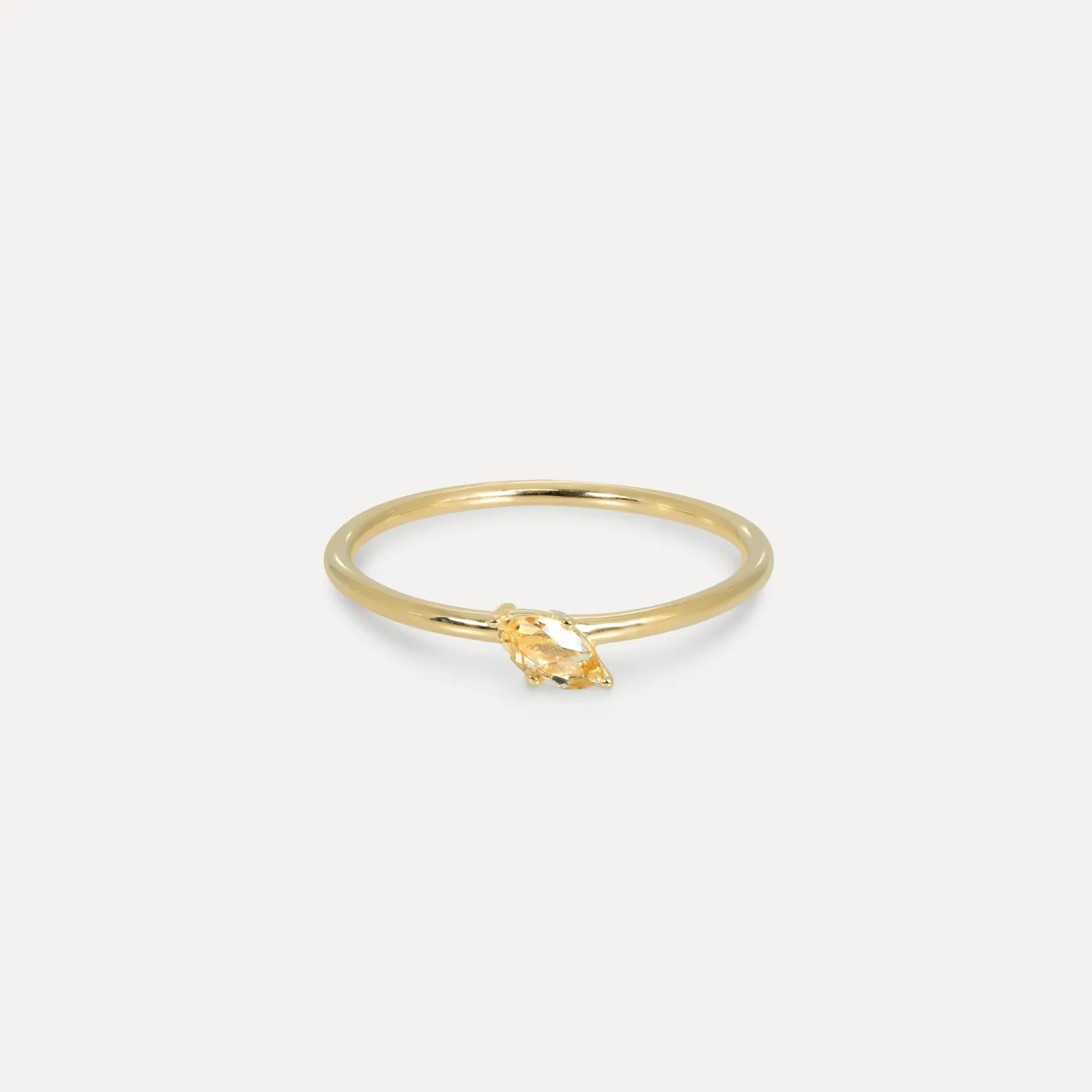 Outlet STILNEST Citrin Navette Solitär Ring | 585 Gold
