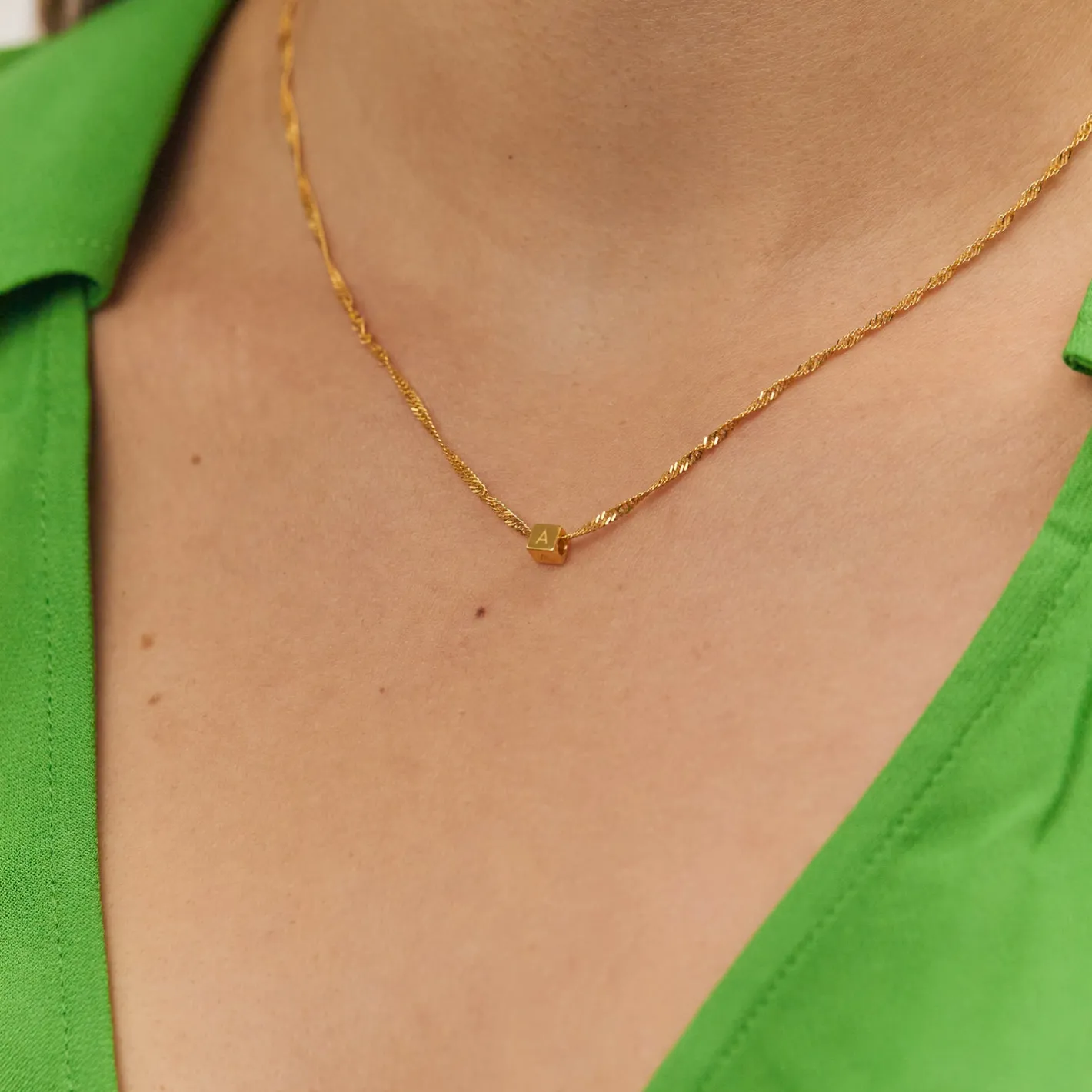 Best STILNEST Cube mit Singaporekette | 585 Gold