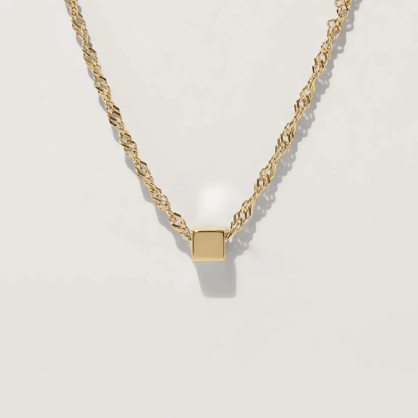Best STILNEST Cube mit Singaporekette | 585 Gold