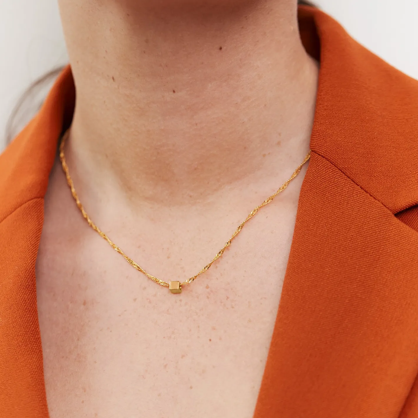 Best STILNEST Cube mit Singaporekette | 585 Gold