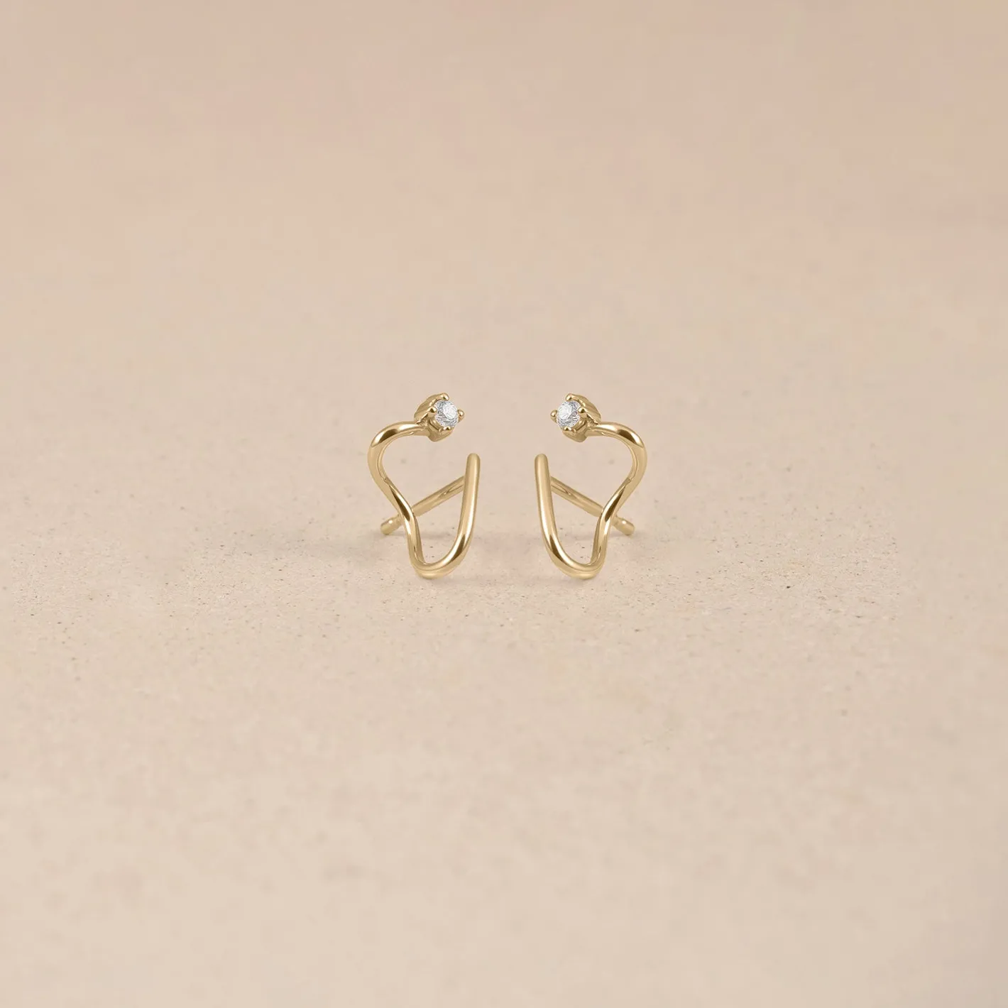 Hot STILNEST Diamant Double Huggies | 585 Gold