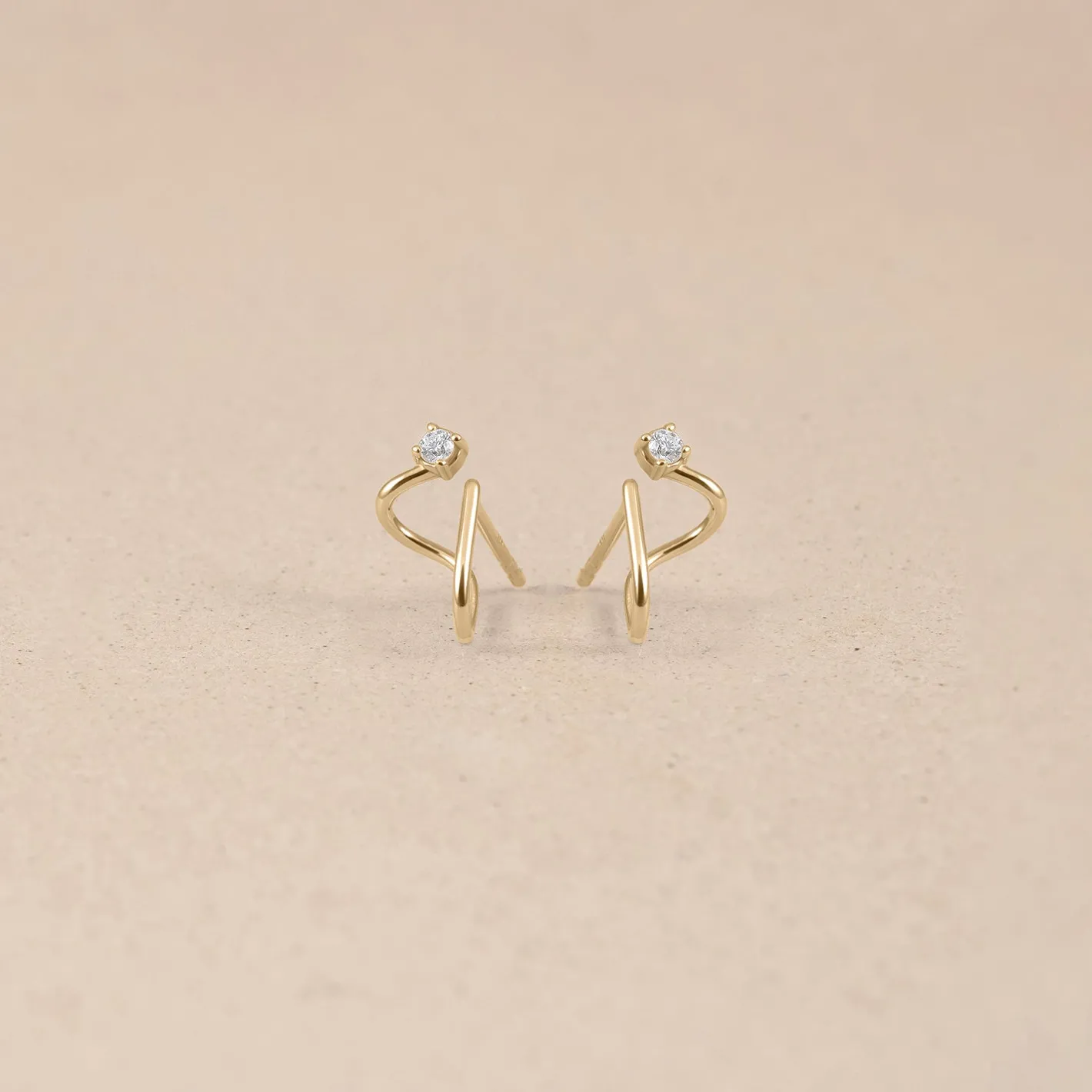 Hot STILNEST Diamant Double Huggies | 585 Gold