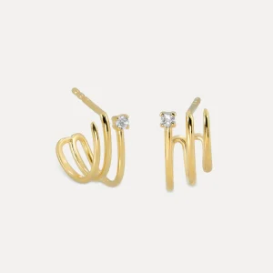 Outlet STILNEST Diamant Trine Huggies Ohrringe | 585 Gold
