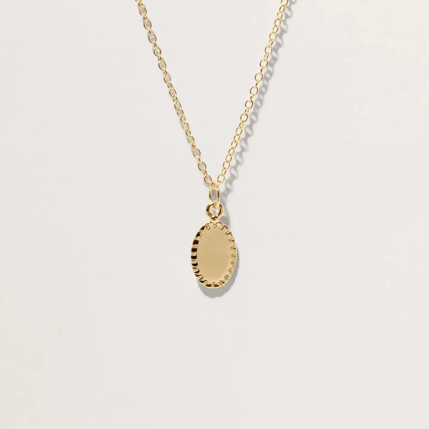Best STILNEST Engravable Biscuit Tag Kette Oval | 585 Gold