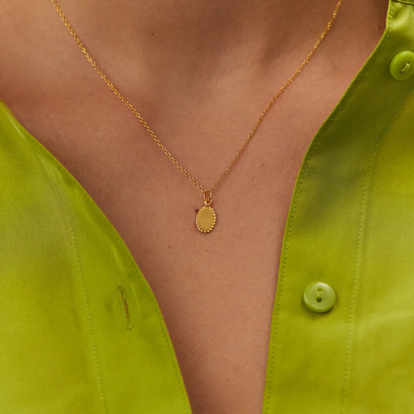 Best STILNEST Engravable Biscuit Tag Kette Oval | 585 Gold
