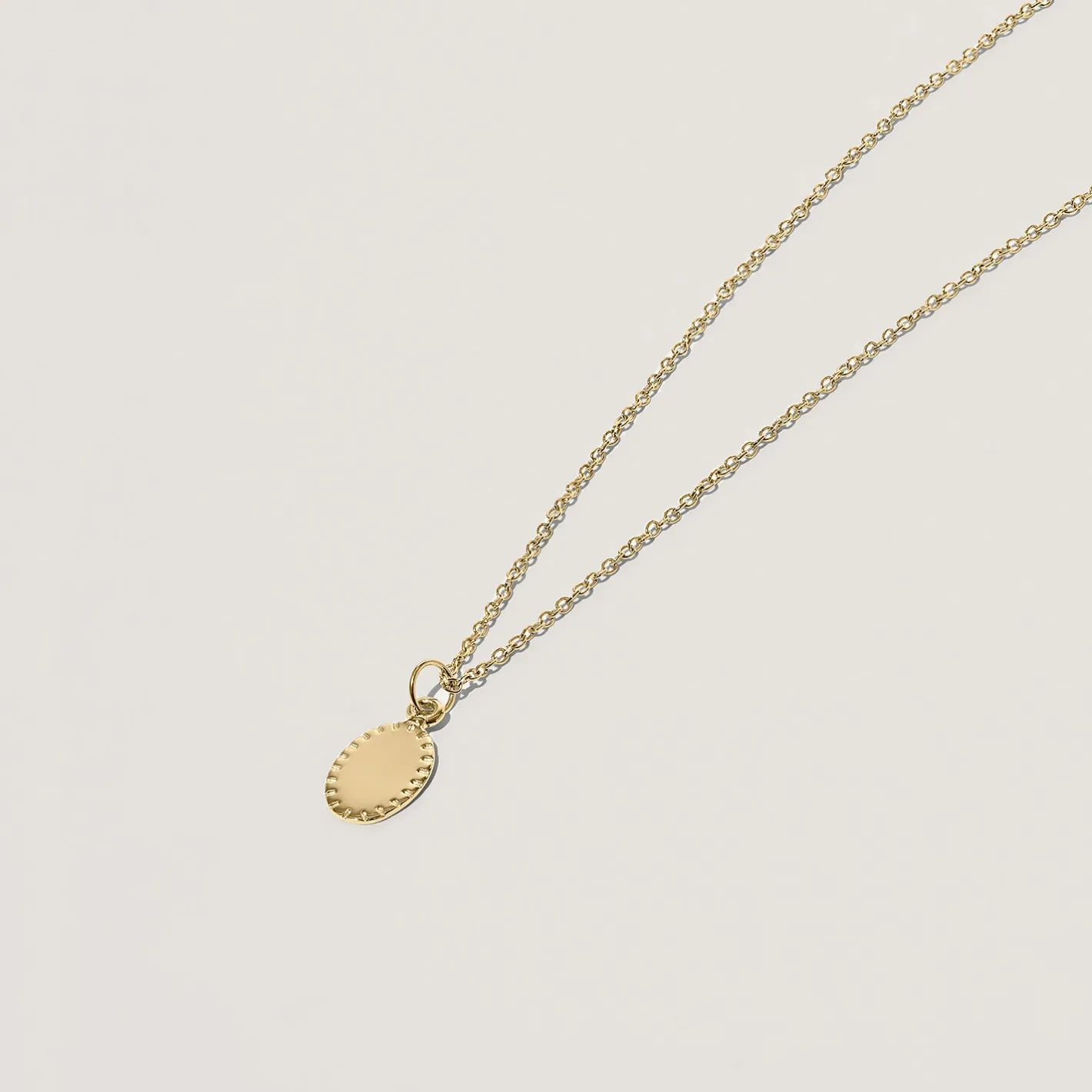 Best STILNEST Engravable Biscuit Tag Kette Oval | 585 Gold