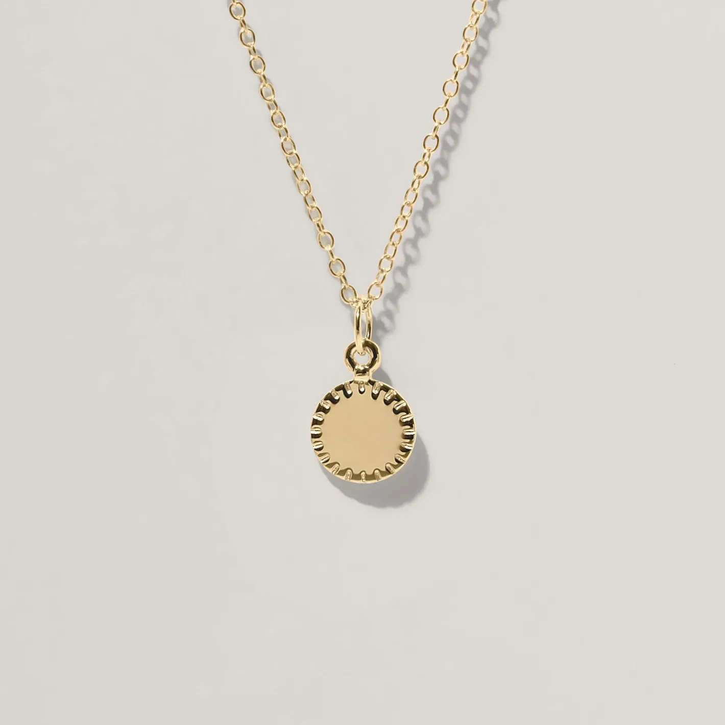 Fashion STILNEST Engravable Biscuit Tag Kette Round | 585 Gold