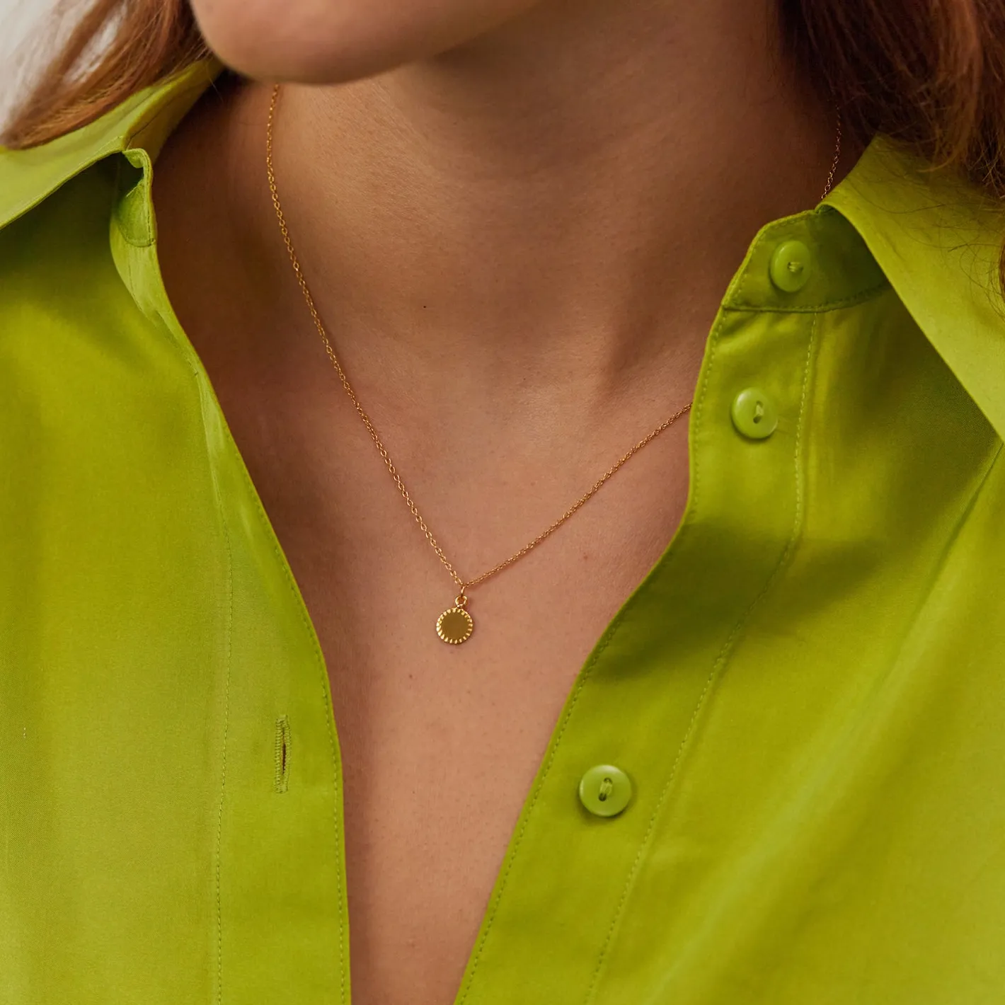 Fashion STILNEST Engravable Biscuit Tag Kette Round | 585 Gold