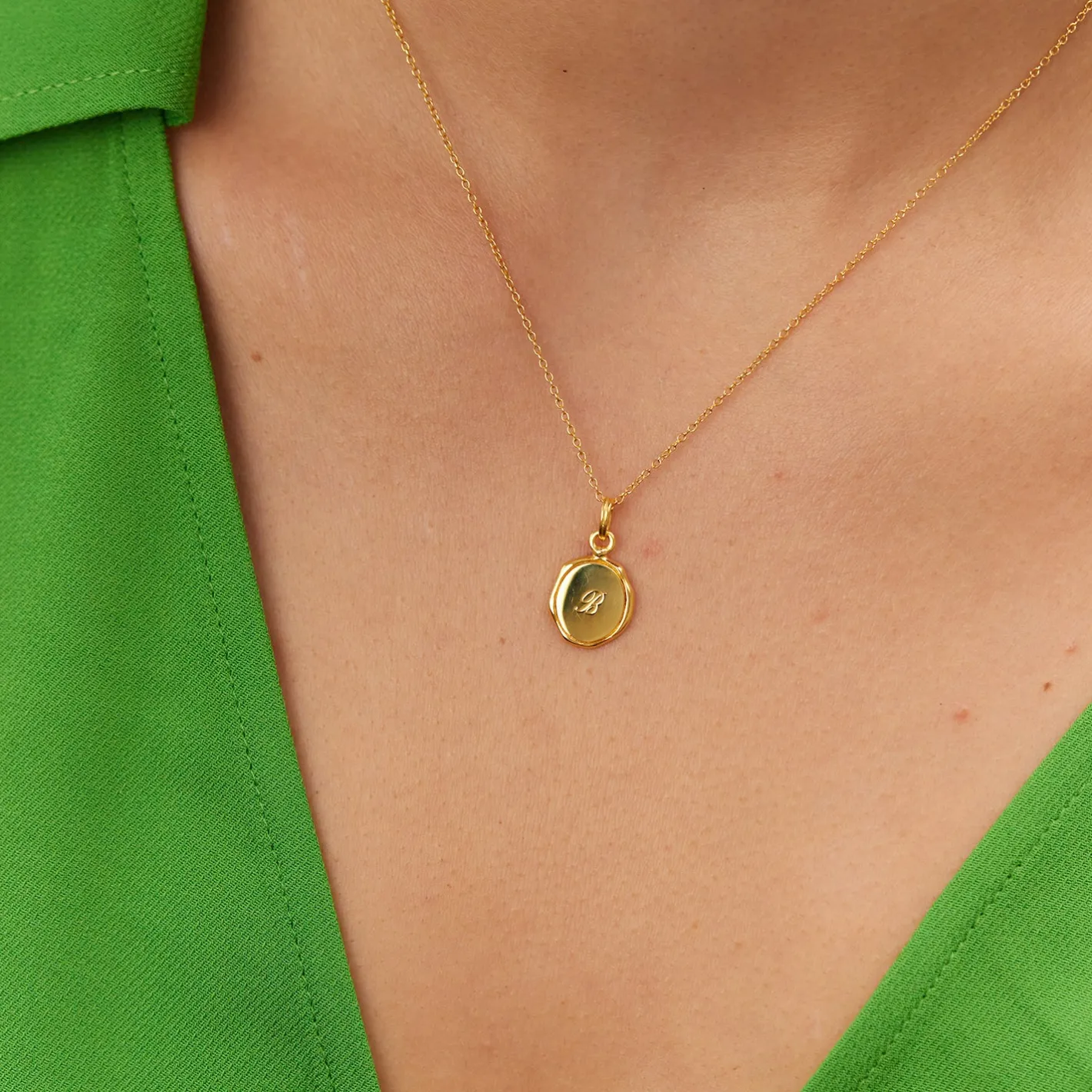 Online STILNEST Engravable Seal Kette | 585 Gold