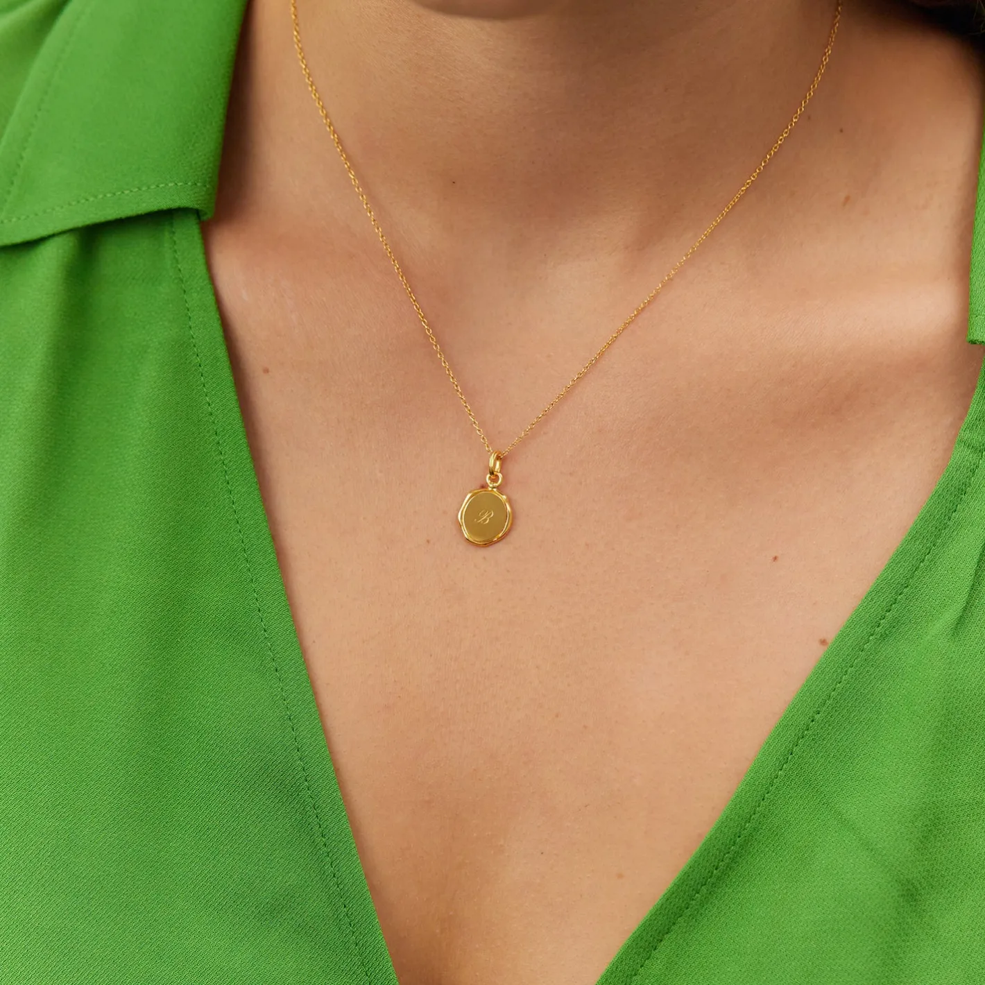 Online STILNEST Engravable Seal Kette | 585 Gold
