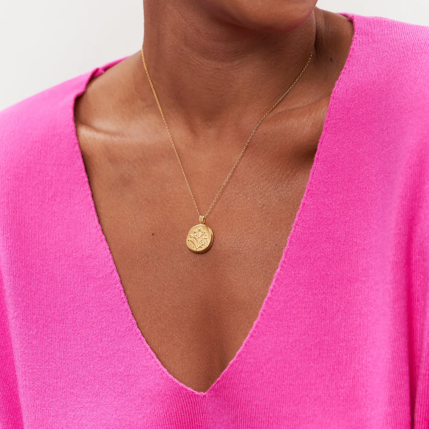 Sale STILNEST Floral Medaillon Kette | 585 Gold