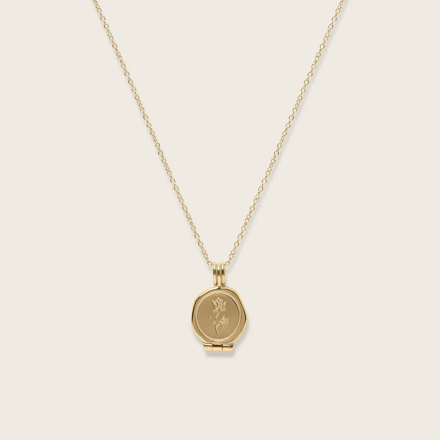 Sale STILNEST Floral Seal Medaillon Kette | 585 Gold