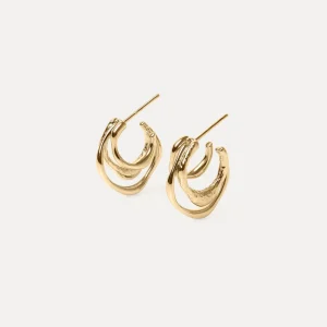 Store STILNEST Fluid Triple Creolen Ohrringe | 585 Gold