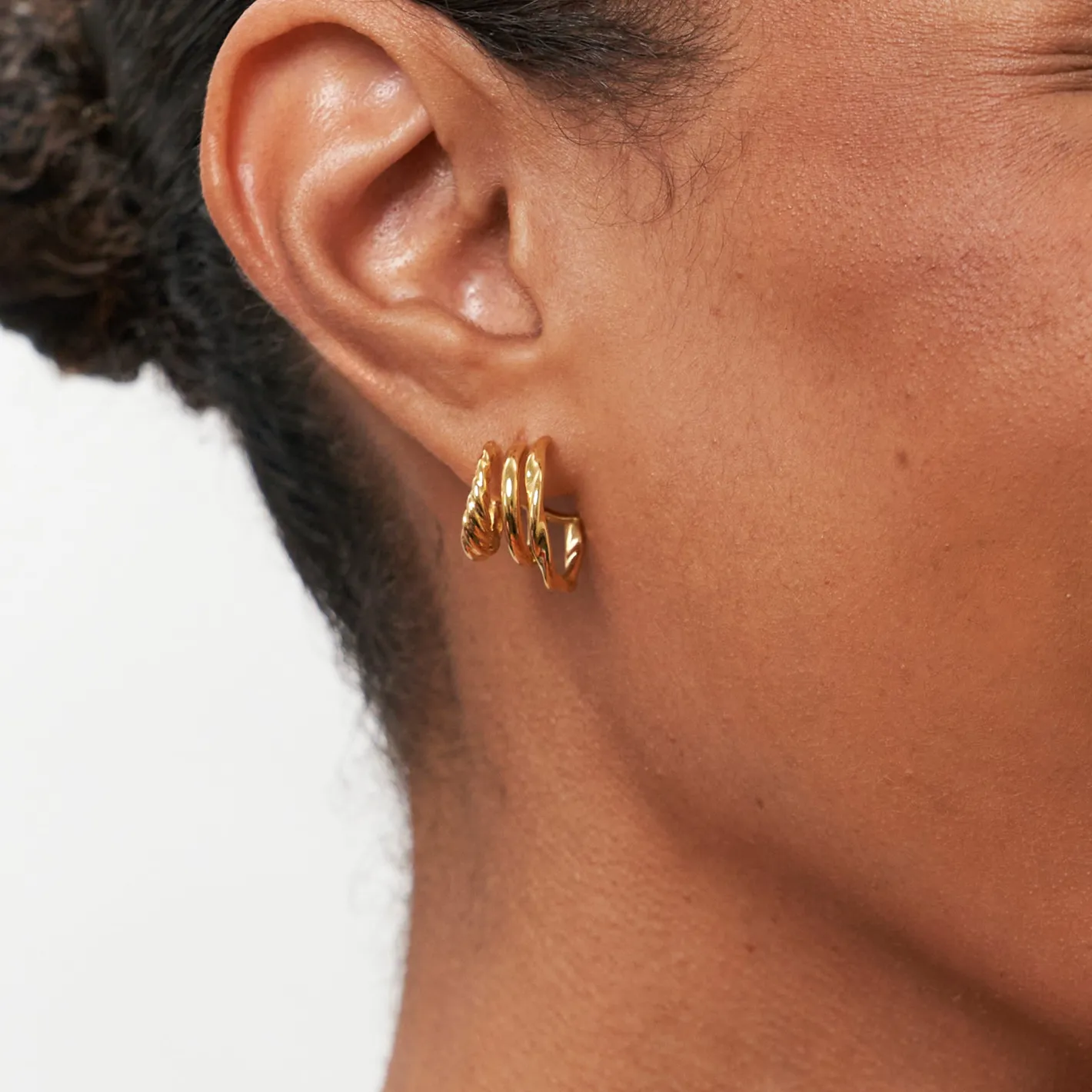Shop STILNEST Flux Triple Creolen Ohrringe | 585 Gold