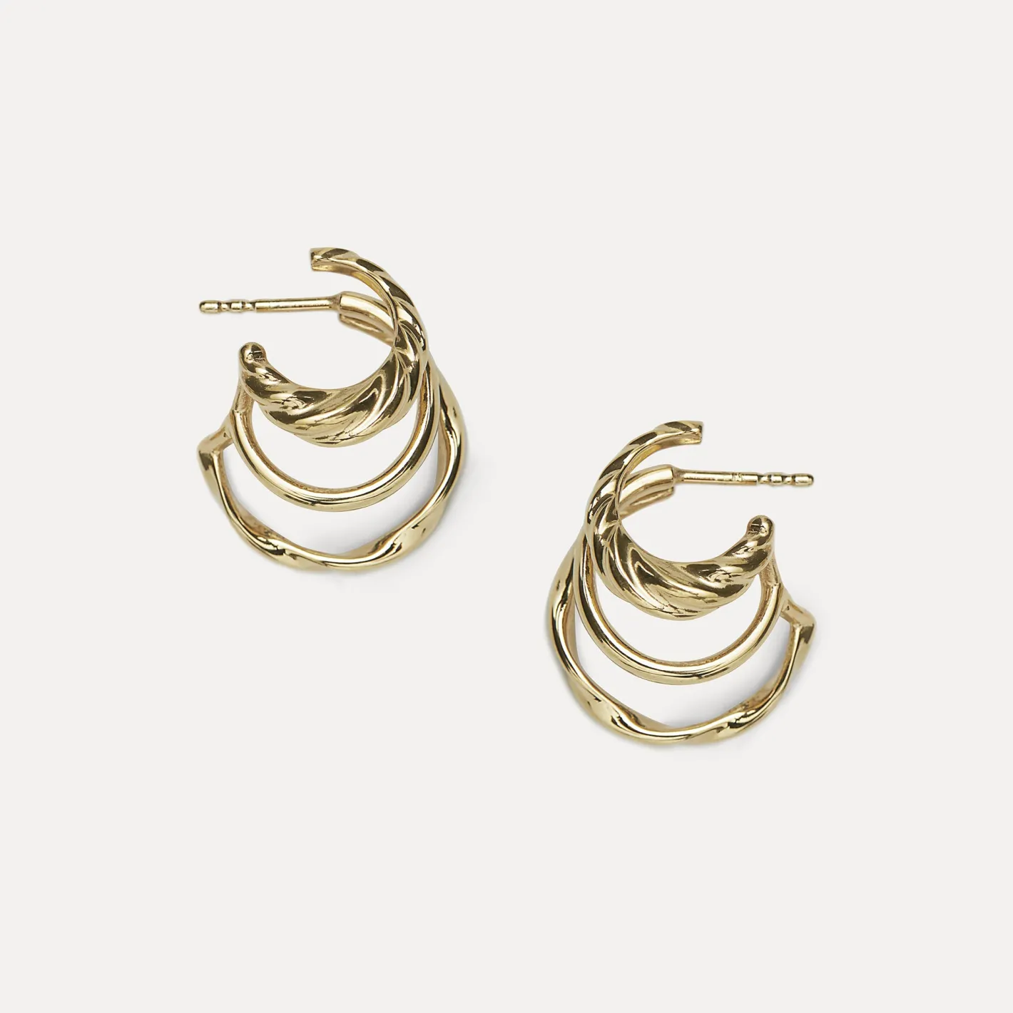 Shop STILNEST Flux Triple Creolen Ohrringe | 585 Gold