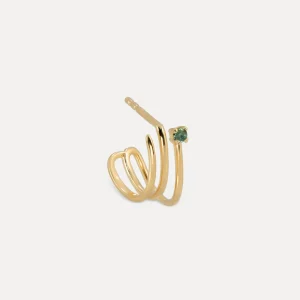 New STILNEST Grüner Turmalin Trine Huggies Ohrringe - Single | 585 Gold