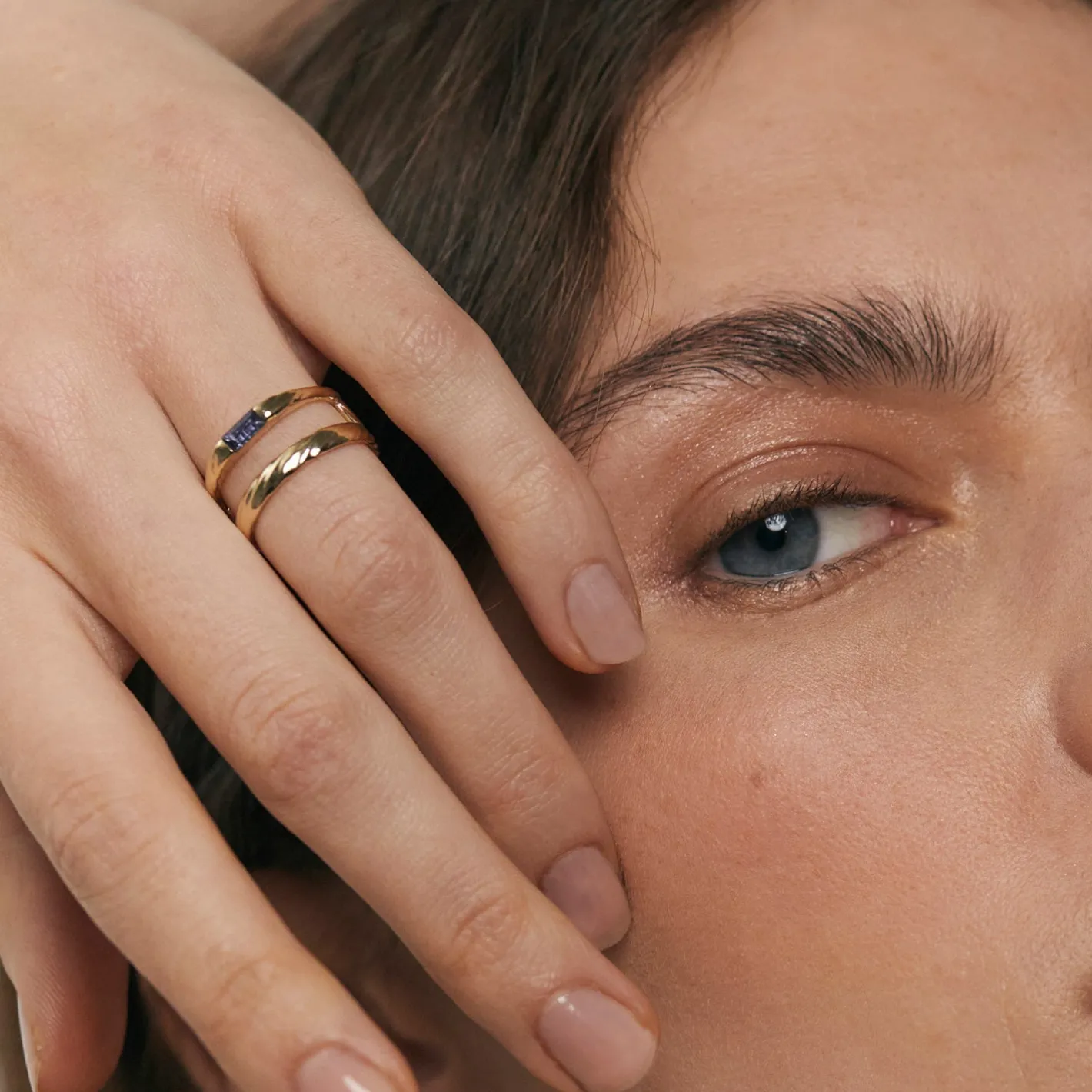 Outlet STILNEST Iolith Baguette Double Ring | 585 Gold