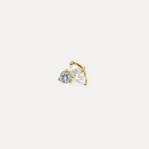 Outlet STILNEST Mondstein & Aquamarin Joy Ohrstecker Ohrringe - Single | 585 Gold