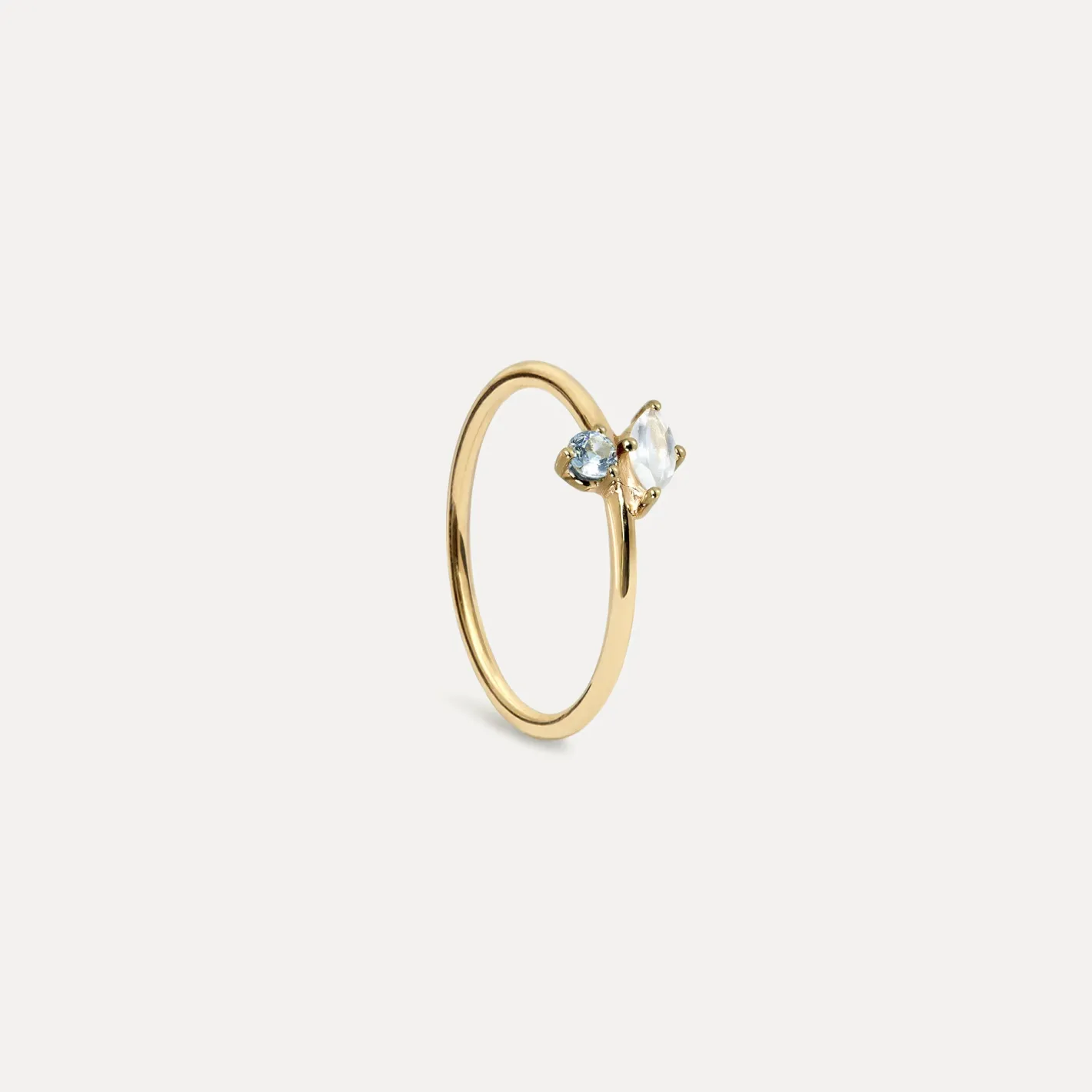 Sale STILNEST Mondstein & Aquamarin Joy Solitär Ring | 585 Gold