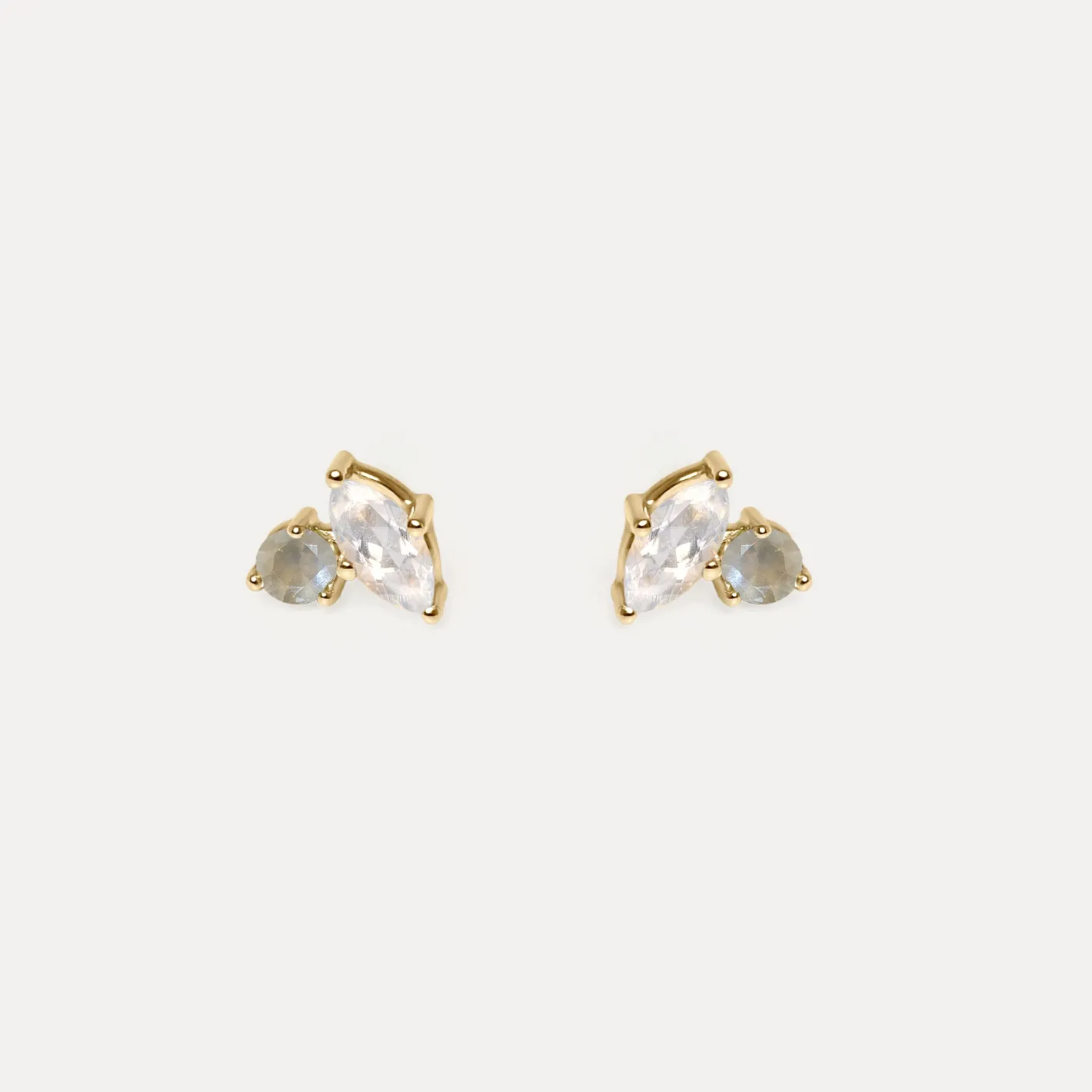 New STILNEST Mondstein & Grauer Mondstein Joy Ohrstecker Ohrringe | 585 Gold