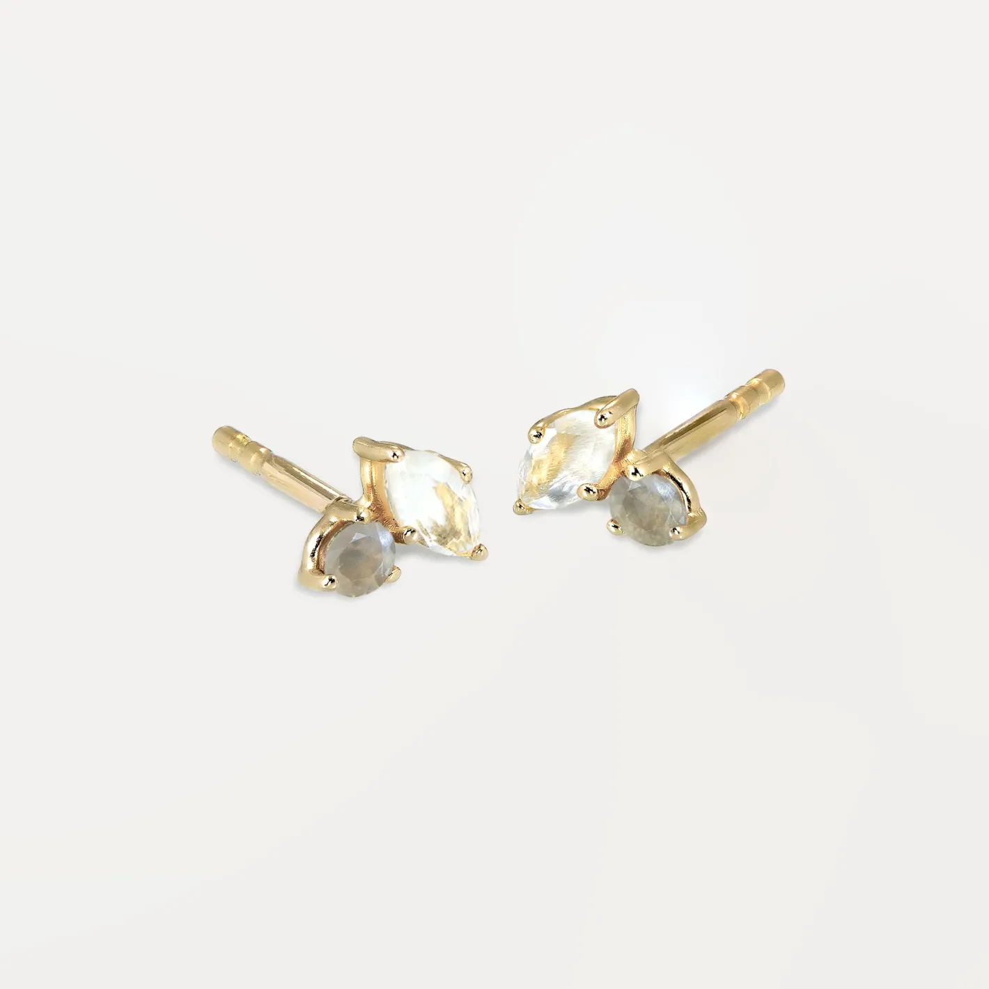 New STILNEST Mondstein & Grauer Mondstein Joy Ohrstecker Ohrringe | 585 Gold